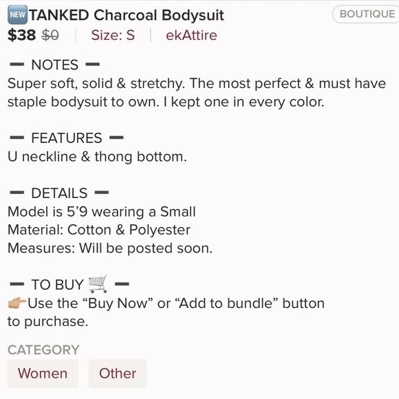 ekAttire | Tanked Charcoal Bodysuit - Picture 6 of 8